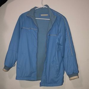 blue zip up jacket